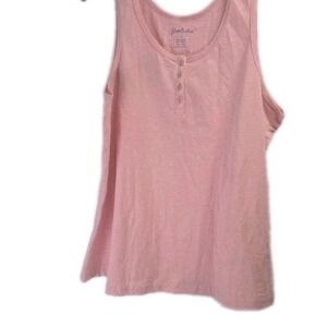Yarn & Sea Pink Tee Tank Sleeveless Scoop Neck & 4 Buttons Sleep Top Size Large